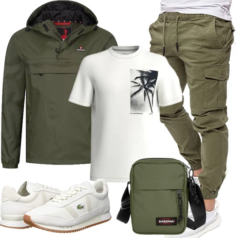Sportlich Dunkelgrün/Khaki Boyfriend Hose/Jogger Hose/FreizeitHose/Cargo-JoggingHose/Kurze Hose/Capri/CargoHose/Cargo Short PITTMAN kombinieren mit Schuh SneakerLook: Coole, Workwear, Smart Casual, Casual, Unisex, Schön, Outdoor, Rap, Feine, Empire, Nahtlos, Trendige, Sportlich
