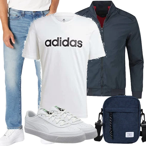 Dunkelblau/Blau/Hellblau Schlupfjacke/Sportjacke/Kunstfaserjacke/Funktionsjacke/Innenfutter Jacke/Frühlingsjacke/Sommerjacke/Bomberjacke/Uniformjacke/Nylonjacke/Leichte Jacke YOUTHUP kombinieren mit T-Shirt Adidas