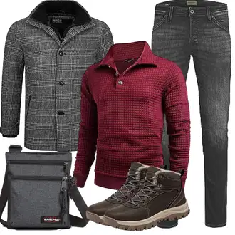 Outfit mit Braun/Dunkelbraun/Grau/Khaki/Dunkelgrün Winter Sneaker/Wasserdichter Stiefel/Wasserdichter Outdoorschuh/Wasserfester Schuh/Trekkingstiefel/Herren Lederschuhe Ulogu "Herbst Outfits"