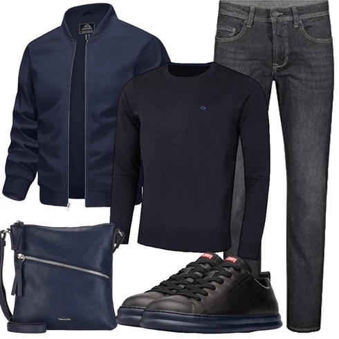 DunkelBlau/Blau Collegejacke/Frühlingsjacke/Fliegerjacke/Uniformjacke/Bomberjacke/Jacke mit Seitlichem Reißverschluss KEFITEVD kombinieren