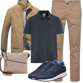 20er Jahre Outfit mit Beige/Grau/Braun/Lila Handytasche/Schultertasche/Umhängetasche Tamaris "Herbst Outfits"Look: Schön, Uni, Classic, Safari, Schick, Elegant, Casual, Edel, Oversize, Vintage, Smart Casual, Moderne, 20er Jahre