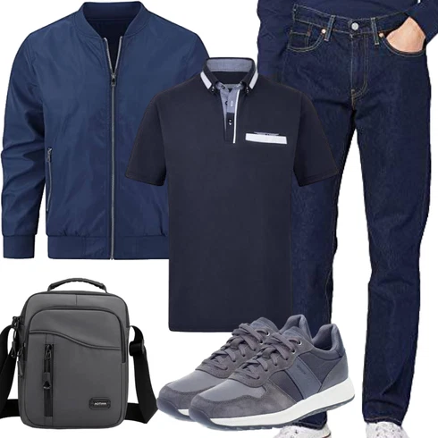 DunkelBlau/Blau/HellBlau Nylonjacke/Frühlingsjacke/Sommerjacke/Jacke mit Seitlichem Reißverschluss/Fliegerjacke/Uniformjacke/Bomberjacke YOUTHUP kombinieren