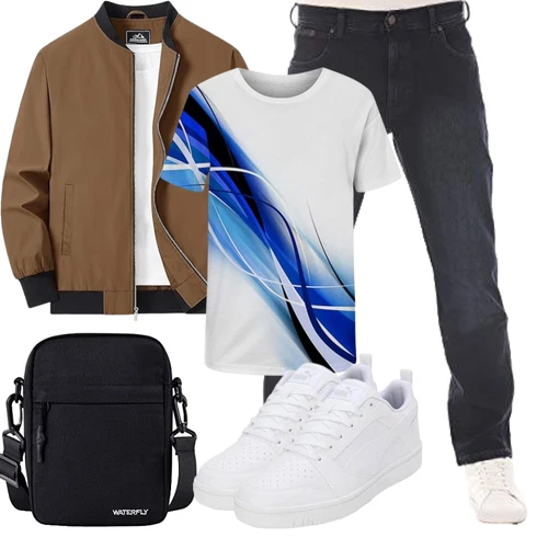 Braun/Khaki/DunkelBraun/Beige Innenfutter Jacke/Übergangsjacke/Collegejacke/Coachjacke/Bomberjacke MAGCOMSEN kombinieren