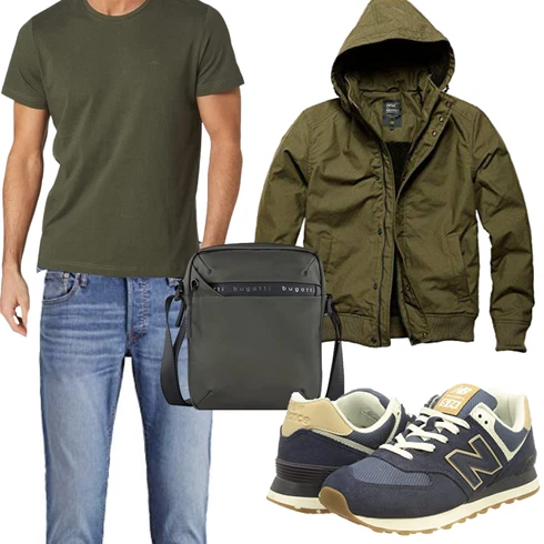 DunkelGrün/Grau/Dunkelgrau/Grün Wasserdichte Tasche/Militär Tasche/MannsTasche Bugatti kombinieren