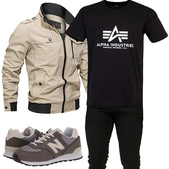Motorrad Outfit mit Khaki/Beige Herbstjacke/Cargojacke/Trachtenstrickjacke/Uniformjacke/Jacke mit Seitlichem Reißverschluss/Frühlingsjacke/Militärjacke/Sommerjacke/Fliegerjacke/Bomberjacke Minetom "Herbst Outfits"Look: Angeln, Wandern, Jagd, Arbeits, Freizeit, Trekking, Airsoft, Motorrad