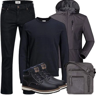 Outfit mit Schwarz Jeans Leder Schuhe Wrangler "Herbst Outfits"