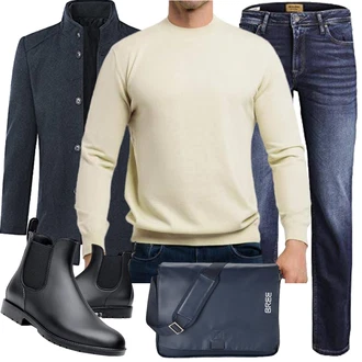 Regen Outfit mit Schwarz GummiStiefel Acfoda "Herbst Outfits"