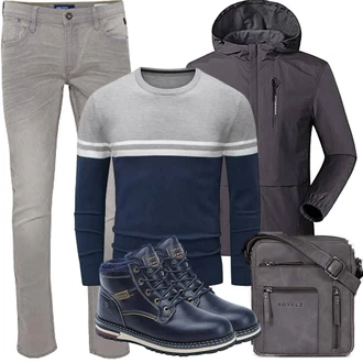 Kunstfell Outfit mit Dunkelblau/Blau Winter Sneaker/Wattierte Stiefel/Wasserdichter Stiefel/Winter Stiefel/Winter Stiefelette/Klassischer Stiefel/Herren Lederschuhe/Gefütterte Stiefelette/Schnürstiefel ASTERO ASTERO "Herbst Outfits"