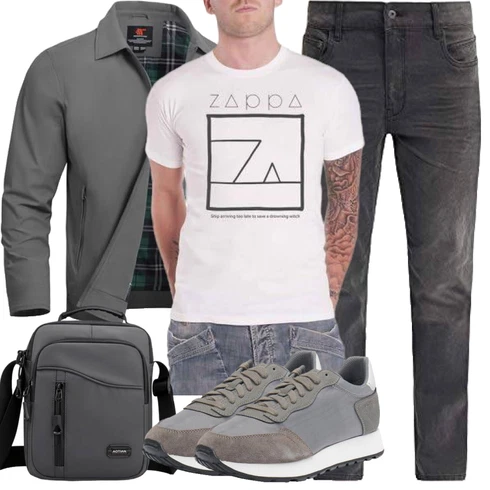 HellGrau/DunkelGrau/Grau Shirtjacke/Sportjacke/Jacke mit Seitlichem Reißverschluss/Frühlingsjacke/Merinojacke/Schlupfjacke/Uniformjacke YSENTO kombinieren
