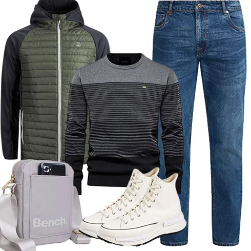 DunkelGrün/Grün LaufJacke/Leichte Jacke/Verstaubare Jacke/HybridJacke Jack & Jones kombinieren
