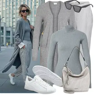 Outfit sa Siva/Svjetlosiva Hlače od muslina/Ravna Hlača/Karirane Hlače/Boyfriend Hlače/Naborane hlače/Lanene Hlače Only "Cool jesenski outfit"