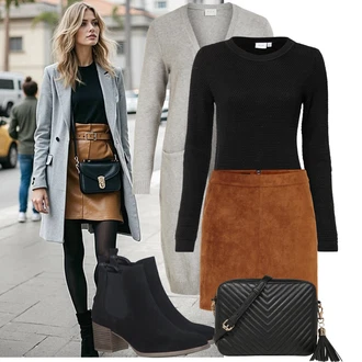 Outfit sa Crna/Plava Chelsea Gležnjača/ljetna gležnjača/Kaubojska čizma/Western Gležnjača/Podstavljena Gležnjača Tamaris "Odjeća za jesen"