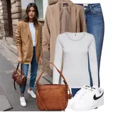 High waist džíny s třásněmi outfity image