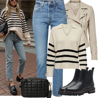 Outfit s Khaki/Hnědá/Béžová Motorkářské Bund/Kožené Bund Bunda z Umělé Kůže/Bunda s Bočním Zipem/Kožené Bund/Motorkářská bunda Only "Cool podzimní outfit"