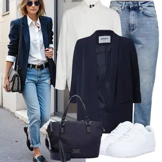 Krásný Outfit s Světle modrá/Modrá Rovná Džína/Zužující se Džíny/Girlfriend Džíny/Boyfriend Džínové kalhoty/Vintage džíny/High Waist Džínové Kalhoty/Zimní bunda/Mom Jean/Dad Džíny/Džíny s Rozparkem/Kožená Pánská Bund Only "Cool podzimní outfit"Look: Styl, 90tá léta, Klasické, Cool, Krásný, Vintage