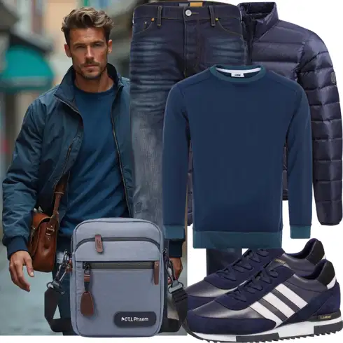 Dunkelblau/Blau 2in1 Jacke/Parka-übergangsJacke/SommerdaunenJacke/KapuzenJacke/Winter Parka/DaunenJacke/Puffer Jacke/WinterJacke Soulstar kombinieren