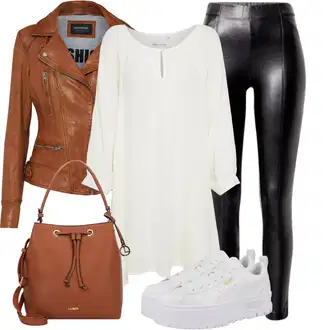 Elegantní Outfit s Krémová/Šedá/Bílá/Béžová/Khaki Viking tunika/Dlouhá tunika/Klasická tunika/Dlouhá Halenka/Elegantní Tunika/Tunikové Tričko/Středověká tunika/Tunika ve tvaru A Kaffe "Módní vzhled na podzim"Look: Styl, Lehký, Rad, Emo, Boho, Šik, Ethno, Příliš oblečený, Nadrozměrné, Elegantní