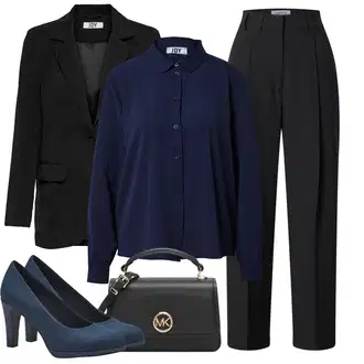 Jesenske Outfiti Gost na poroki mit Modra/Temno modra/Svetlo modra Poslovna Obutev/Udobna črpalka/Elegantni Čevelj/Črpalka z Nizko Petom MARCO TOZZI "Jesenska obleka za prosti čas"