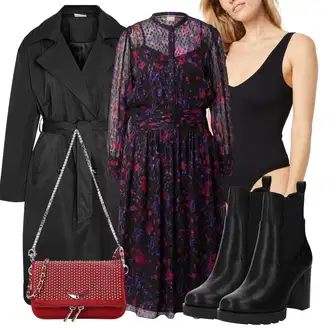 Jesenske Outfiti Gost na poroki mit Škrlatna Vintage obleka/Carmen Obleka/Obleka matične urada gost/Francoska obleka/Obleka iz šifona/Jesenska Obleka/Obleka matičnega urada/Nicki obleka/Obleka s potiskom Boss "Jesenska obleka za prosti čas"