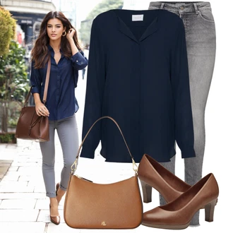 Outfit s Tmavě modrá Kožená bunda pro muže/Hedvábná Halenka/Businessová Halenka/Jednobarevná Halenka/Halenka s Dlouhým Rukávem/Halenkové Body/Žehlení odolná blůza/Slip-on Halenka/Blůza s knoflíčkem/Halenka se Stojatým Límcem Vila "Oblečení pro volný čas"