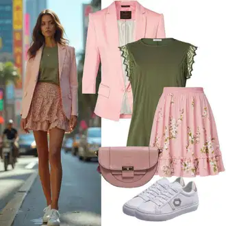 Outfity pro léto Vintage s Růžová Taška/Klasická Taška Přes Rameno/Taška Přes Rameno/Dopisová peněženka/Malá Taška/Brašna/Sportovní Taška Přes Rameno Guess "Letní outfit"Look: Rad, Cool, Disko, Elegantní, Krásný, Vintage