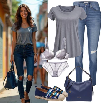 žakár Outfit s Modrá/Tmavě modrá Taška Přes Rameno/Velká taška/Obchodní Taška/Taška/Kancelářská Taška/Brašna/Shopper taška/Taška Na Rameno Tommy Hilfiger "Letní vzhled pro každý den"