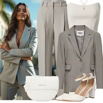 Outfit sa Bež/Bijela/Kaki/Pink/Smeđa Kratki Top/Bustijer-top rÆre by lorena rae "Cool jesenski outfit"