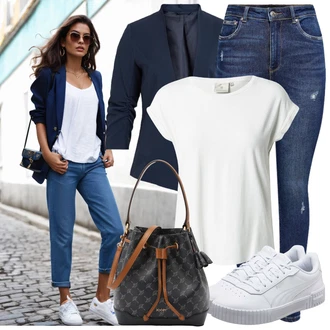 90-ich Skate Outfit sa Svjetloplava/Plava/Siva/Bijela Tanka Tenisica/Kožna Tenisica/Skate cipela/neformalna cipela/Ljetna Tenisica Puma "Lagana odjeća"Look: 90-ich, Nerd, Steampunk, Sportski, Estetika, Skater, Hip Hop, S zakovicama, Skating, Aerobik, Tenis, Skate
