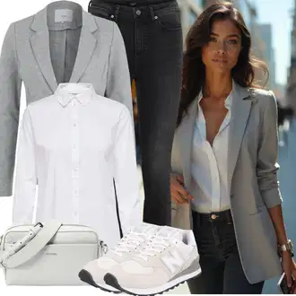 Outfit sa Bijela/Krem Bluza s Podignutim Ovratnikom/Bluza s gumbom/Bluza koja se ne pegla/Poslovna Bluza/Bluza Dugih Rukava/Bodija Bluze/Uska Kroj Bluza JdY "Trendovska jesenska odjeća"