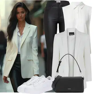 Outfity pro práci S křivkami s Krémová/Šedá/Světle šedá/Bílá Halenka a Tunika/Halenka Móda Pro Plnoštíhlou Ichi "Trendový podzimní outfit"