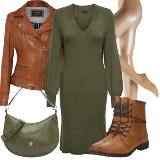 Outfit sa Bež/Zlatni najlonska čarapa/Kompresijska čarapa/najlonke/Čarapa Protiv Tromboze/Hulahopke Velike Veličine Falke "Moderan izgled za jesen"
