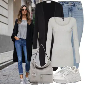 Dlouhé Outfit s Béžová/Hnědá Zkrácený Top/Pletené tričko/Roláková Košile/Krátký Top/Pletený top/Dlouhý top/Krátký top/Ležérní top/Tričko nadměrné velikosti/Jednoduchý top VERO MODA "Praktický vzhled"