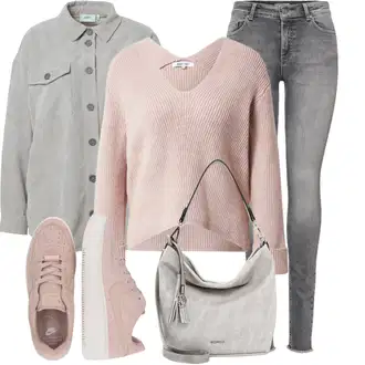 Manšestr Outfit s Šedá/Světle šedá Manšestrová Bunda/Udržitelná bunda/Košilová bunda/Cargo bunda Moves "Stylový Podzimní Outfit"