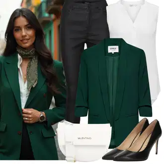 Outfity pro práci S křivkami s Šedá/Bílá/Krémová Tunika Only "Trendový podzimní outfit"