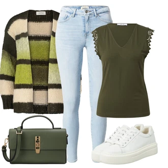 Poletje outfit mit Svetlo modra Jeans Pajkice/Jeggings/Hlača z luknjo/Skinny Hlače Only "Obleka za jesen"