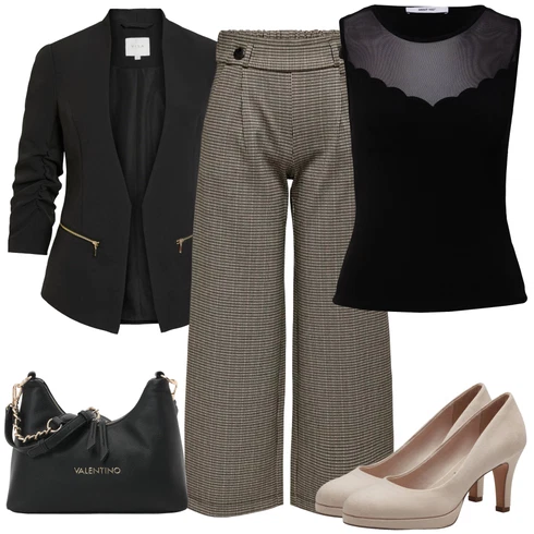 Kombinace Šedá/Khaki/Hnědá/Béžová Culotte Kalhoty/Karierte Kalhoty/Flanelová Kalhoty/Tvídová Kalhoty/Mušelínové kalhoty/Kalhoty s nášivkou uprostřed/Kalhoty se Štěrbinou JdY