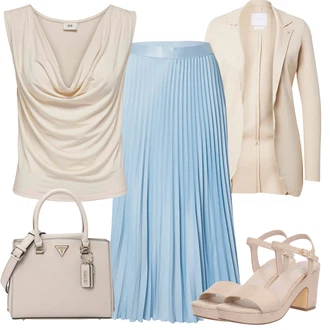 outfit mit Bež/Rjava Sandal z blok peto/Sandala/Sandala s peto About You "Obleka za jesen"