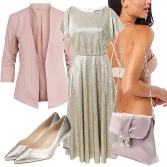 Jesenske Outfiti Gost na poroki mit Bež/Bela/Khaki/Zlati/Srebrna/Siva Obleka do Sredine Meča/Obleka za Birmo/Bleščeča Obleka/Dolga satenasta obleka/Plisirana obleka/Obleka matičnega urada/Obleka matične urada gost/Vintage obleka Swing "Obleka za jesen"