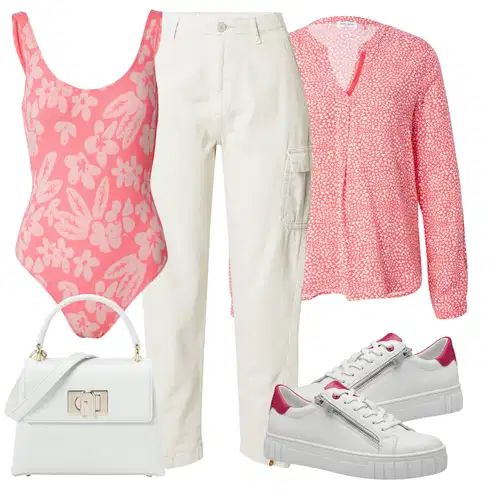 Roza Superga kombinirajte z GERRY WEBER, LTB, Hurley, Furla, Bela/Roza Usnjene Superge/Superge Nizke/Plato-Sneaker/Ozke superge/Superge Z Bočno Zadrgo MARCO TOZZI