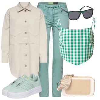 Jesenske Outfiti Poroka Gost mit Zelena/Svetlo zelena Usnjene superge/Superge Nizka/Skate Obutev/Ozka superga/Poletne superge Adidas Originals "Obleka za jesen"Look: Koncert, Šola, Poroka