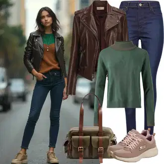 Outfit sa Bež/Kaki Tenisica Debele Tenisice/Zimske Tenisice/vanjska cipela/Kožna Tenisica/Teddy Tenisica/Tenisica s platformom/Vodootporni Cipela Timberland "Odjevna kombinacija u jesenskim bojama"