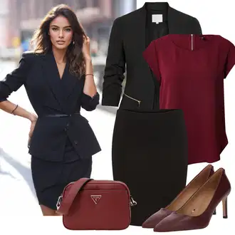 Outfity pro práci S křivkami s Fialová/Tmavě červená/Růžová/Vínová Halenka Móda Pro Plnoštíhlou/Tričko & Top Móda Pro Plnoštíhlé/Tunika Only "Lehký outfit"