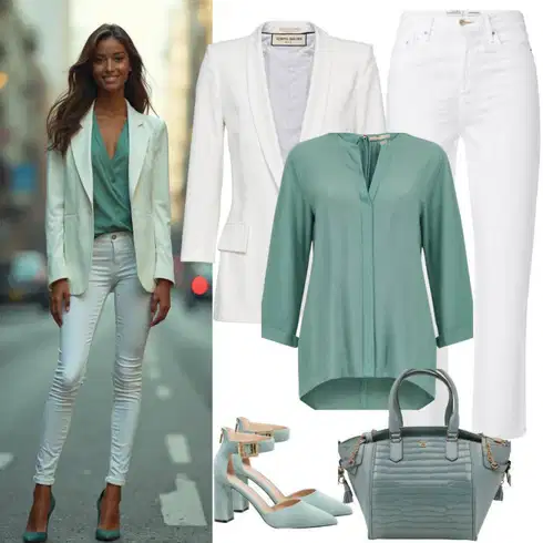 Kombinace Bílá Kalhoty Bootcut/Rozšířená Kalhoty/Dlouhá Kalhoty/Kalhoty se Štěrbinou/Široká Kalhoty/Zvonová Kalhoty/Tradiční Kalhoty/Mušelínové kalhoty/3/4 Kalhoty/Marlene Kalhoty Pull&Bear kombinovat s Tyrkysový Halenka Blůza s knoflíčkem/Halenka S 3/4 Rukávem/Slip-on Halenka/Plisovaná Halenka/Halenkový Top/Halenka s Dlouhým Rukávem/Crash blůza/Neobvyklá Halenka/Kožená bunda/Jednobarevná Halenka/Tunikové Tričko S.Oliver