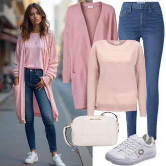 Outfit s Krémová/Oranžová/Bílá Úzká Teniska/Nízká Teniska/Kožené Tenisky Tommy Hilfiger "Outfit pro podzim"