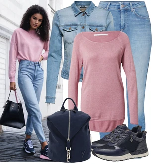 Italský Outfit s Modrá/Tmavě modrá/Šedá Teniska Kožené Tenisky/Nízká Teniska/Úzká Teniska/Tenisky s Bočním Zipem/Letní Tenisky/Bota Na Pěší Turistiku Tamaris "Lehký outfit"Look: Blokování barev, Cool, Italský, Námořní, Venkovní, Chytrý příležitostný, Sportovní, Unisex
