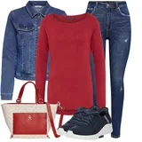 Outfity s červenými svetry image