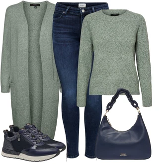 Italský Outfit s Modrá/Tmavě modrá/Šedá Teniska Kožené Tenisky/Nízká Teniska/Úzká Teniska/Tenisky s Bočním Zipem/Letní Tenisky/Bota Na Pěší Turistiku Tamaris "Vkusný podzimní outfit"Look: Blokování barev, Cool, Italský, Námořní, Venkovní, Chytrý příležitostný, Sportovní, Unisex