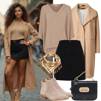 Outfit s Hnědá/Béžová/Khaki Bota na platformě/Kotníková Bota Na Podpatku/Bota na Platformě Pull&Bear "Perfektní pro podzim"