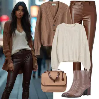 Outfit s Hnědá/Červená/Tmavě hnědá Kozačka Kotníková Bota s Podšívkou/Vycpaná Kozačka/Zimní bota/Ovčí Kožešinová Bota/Plochá Kotníková Bota/Zimní kotníková bota/Zimní Kozačka z jehněčí kůže MARCO TOZZI "Perfektní pro podzim"