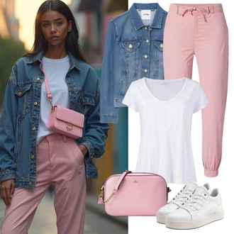Inspirace pro outfity Old Money s Růžová Ležérní Kalhoty/3/4 Kalhoty/Mušelínové kalhoty/Kalhoty s Vysokým Pasem/Kalhoty s nášivkou uprostřed/Paperbag Kalhoty/Mrkvová Kalhoty Only "Perfektní pro volný čas"Look: Emo, Moderní, Pro Dům, Krásný, Kancelář, Old Money, Venkovní, Chytrý příležitostný, Univerzitní